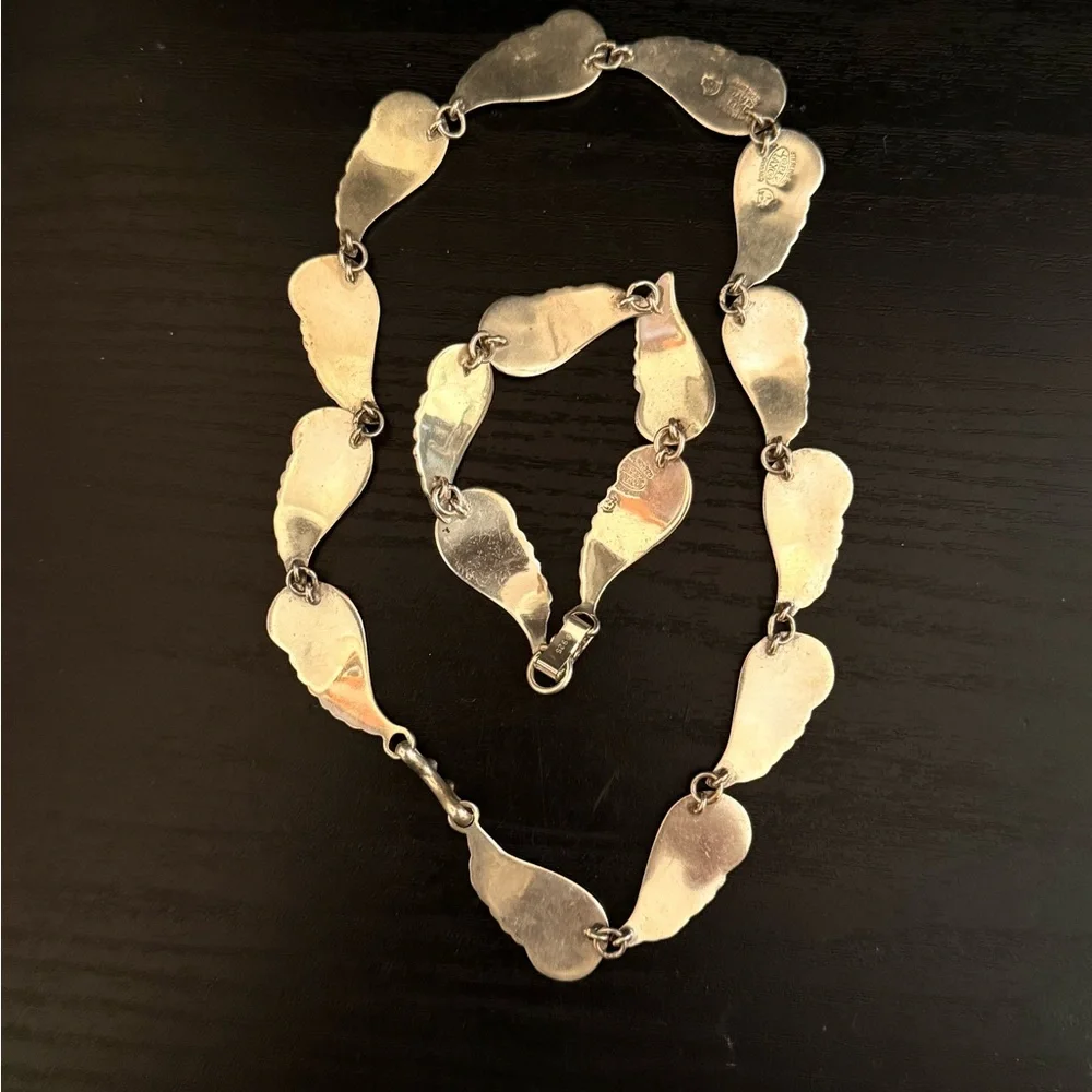 Silver 925 Swirl Link Necklace and Bracelet Set - Picture 5 of 8